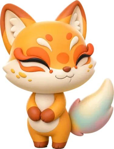 An orange fox smiling with its eyes closed